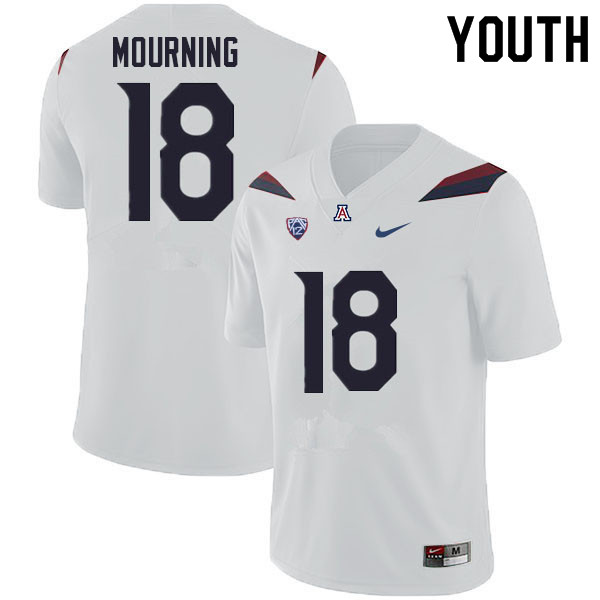 Youth #18 Derick Mourning Arizona Wildcats College Football Jerseys Sale-White - Click Image to Close